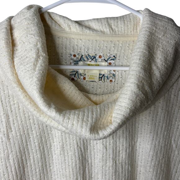 Maeve Addie Ruffled Hacci Pullover Cream Womens XS Cottagecore Shabby Chic Boho - Picture 4 of 12